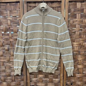 Vintage Le 31 Simmons Men's Tan Striped Sweater
